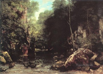  Courbet Art Painting - The Shaded Stream The Stream of the Puits Noir landscape Gustave Courbet woods forest